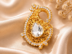 Crystal Paisley Men's Brooch Pin – Gold Finish