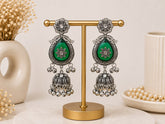 Ethereal Green Floral Statement Jhumkas with Gift Box and message card