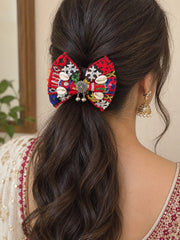 Navratri Multicolour Embroidered Hair Clips with Shell Motifs & Traditional Charms – Garba Special