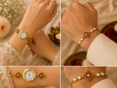 Luxury Meenakari Bhai Bhabhi Rakhi Collection with Watch Rakhi+ Roli chawal+chocolates +message card