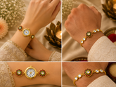 Jashn Bazaar Regal Stone Meenakari Bhai Bhabhi Rakhi Set with Watch Rakhi+ Roli chawal+chocolates +message card