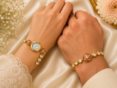 Jashn Bazaar Red Floral Meenakari Bhai Bhabhi Rakhi Set with Watch Rakhi+ Roli chawal+chocolates +message card