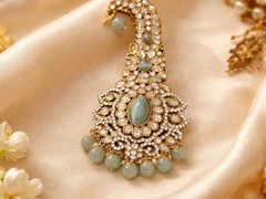 JB - Royals (ISHAN KHATTAR )inspired Maharaja Groom Mala and Kalgi Set (Big Emerald) -Sea green