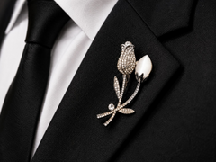 Royal Tulip Crystal Lapel Brooch for Men