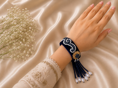 JB Handcrafted Velvet Bhabhi Rakhi Lumba with Bead Tassels +Gift box + Message card – Premium Designer with Rakhi (Multiple Colour Options) (Copy)