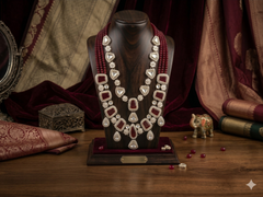 Opulent Emerald Wedding Mala - Red