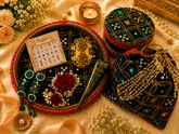 Premium Elegance Teej Celebration Thaal Combo with Potli, Ladoo Box & Shagun Essentials