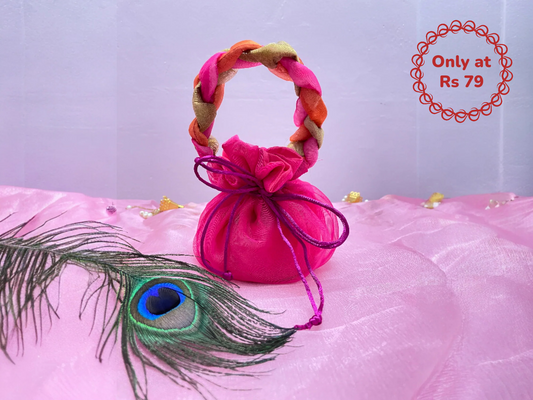 Pink Tie Wrap Potli Bag (Pack of 10)