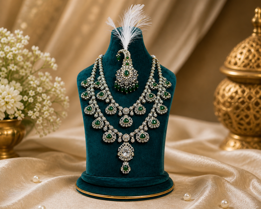 JB - Royals (ISHAN KHATTAR )inspired Maharaja Groom Mala and Kalgi Set (Big Emerald)