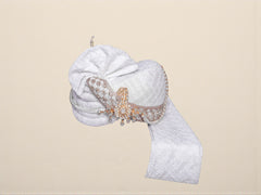 Elegant White Groom Pagdi with Safa and Kalgi