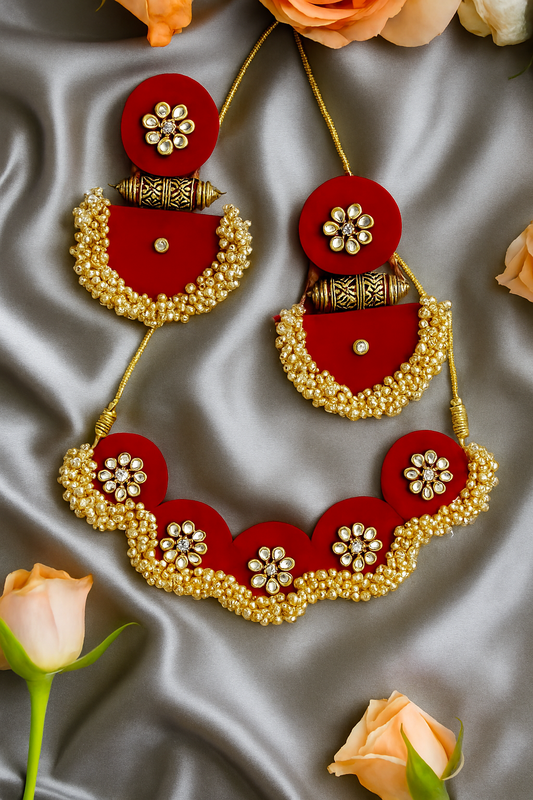 Handcrafted regal Rosy peral set