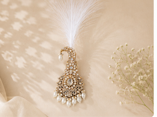 Rajsi Kundan Groom Necklace and Kalangi Set  - White
