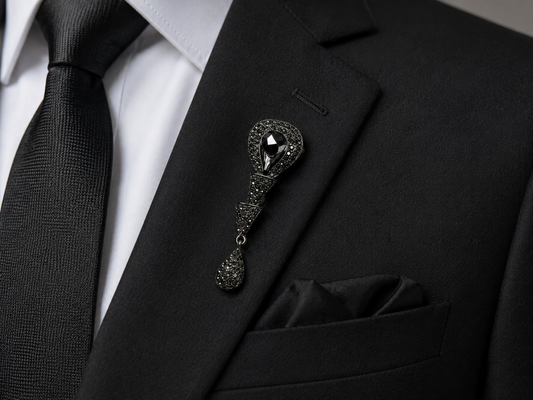 Elegance Crystal Drop Men's Brooch Pin