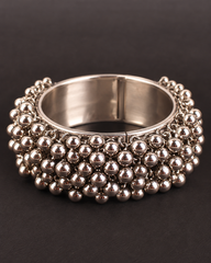 Rajputana Silver Beaded Statement Cuff