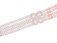 Contemporary Indian Groom Haar with Pastel Pearl Finish- Cream