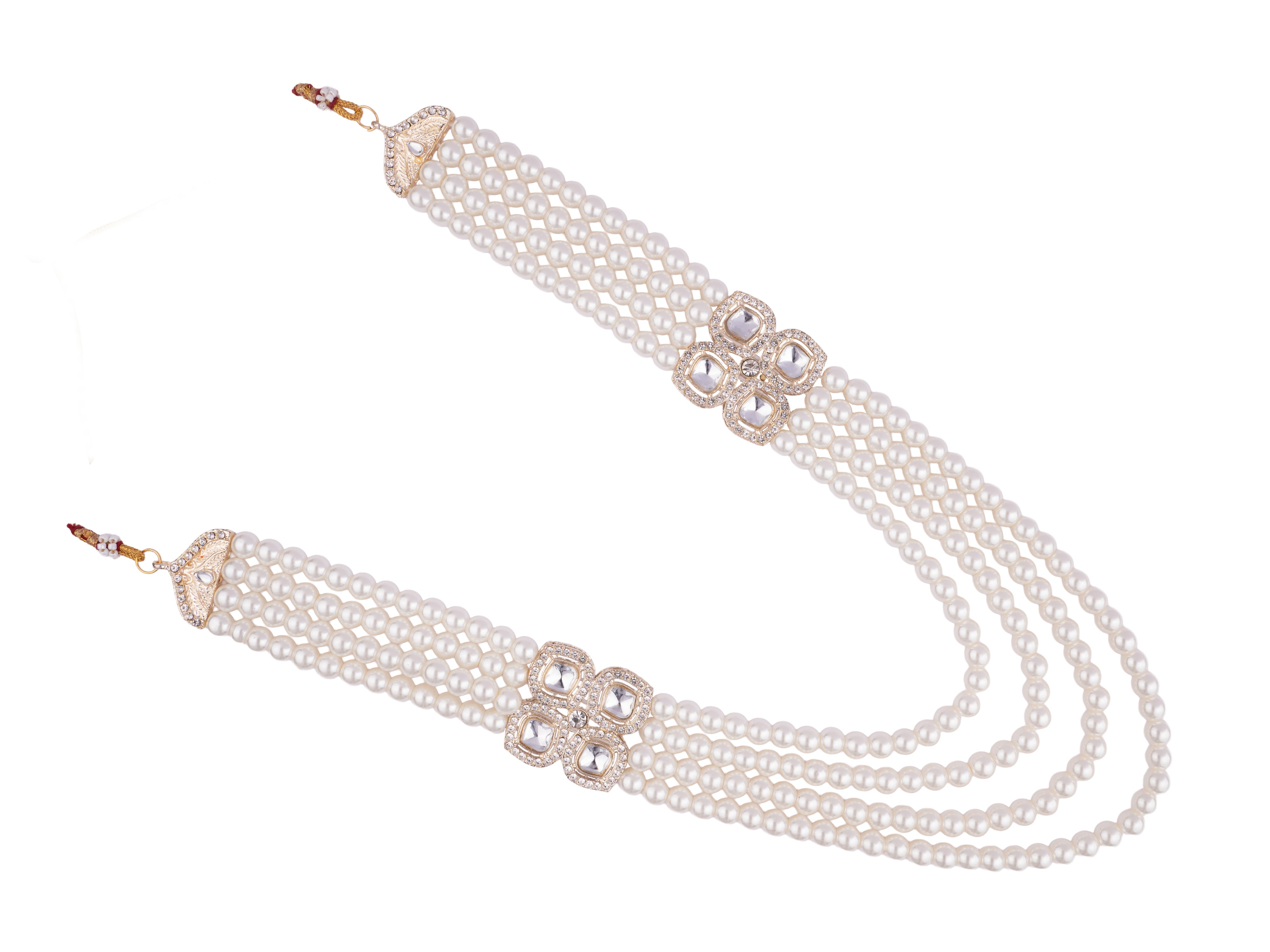 Contemporary Indian Groom Haar with Pastel Pearl Finish- Cream