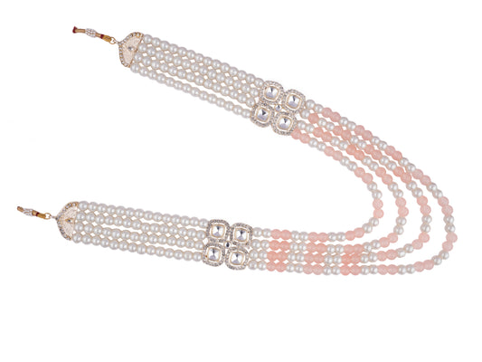 Contemporary Indian Groom Haar with Pastel Pearl Finish- Peach