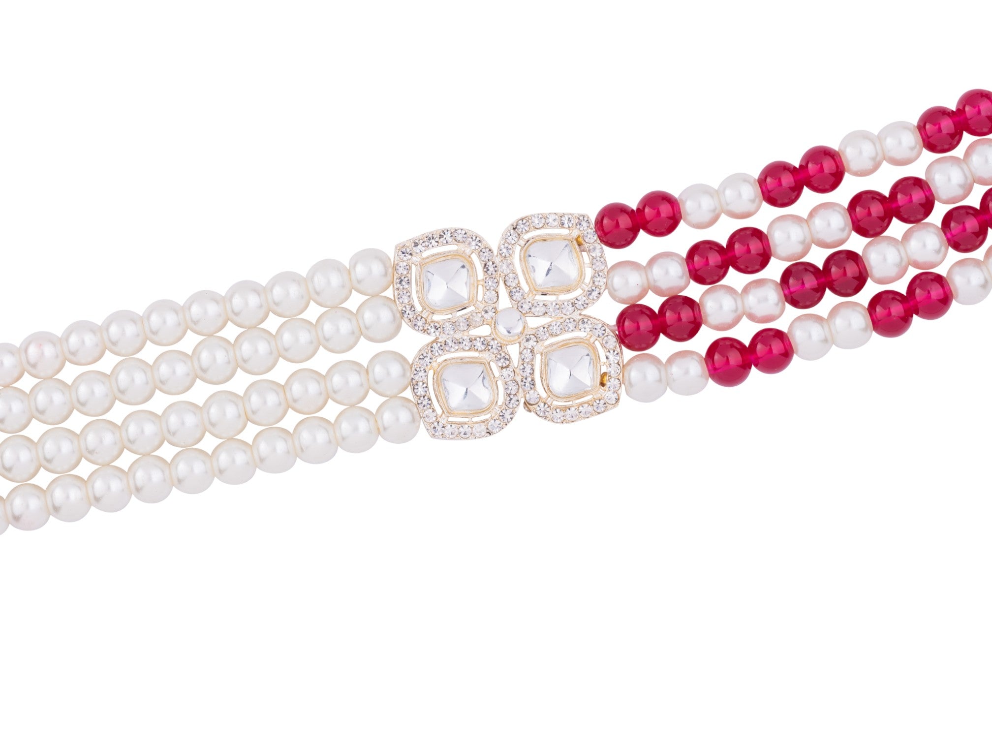 Contemporary Indian Groom Haar with Pastel Pearl Finish- Rani Pink