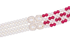 Contemporary Indian Groom Haar with Pastel Pearl Finish- Rani Pink