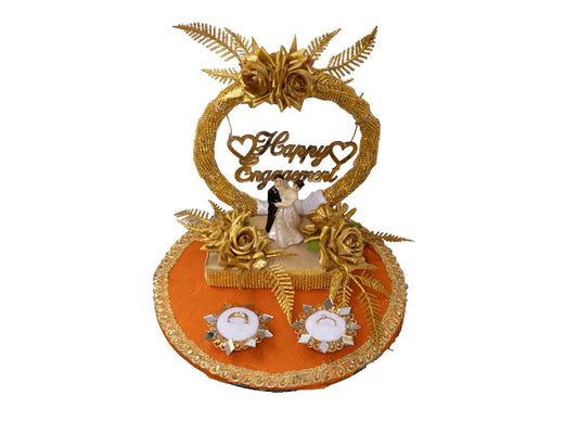 Decorative Flowers & Couple Figurine Engagement Ring Platter