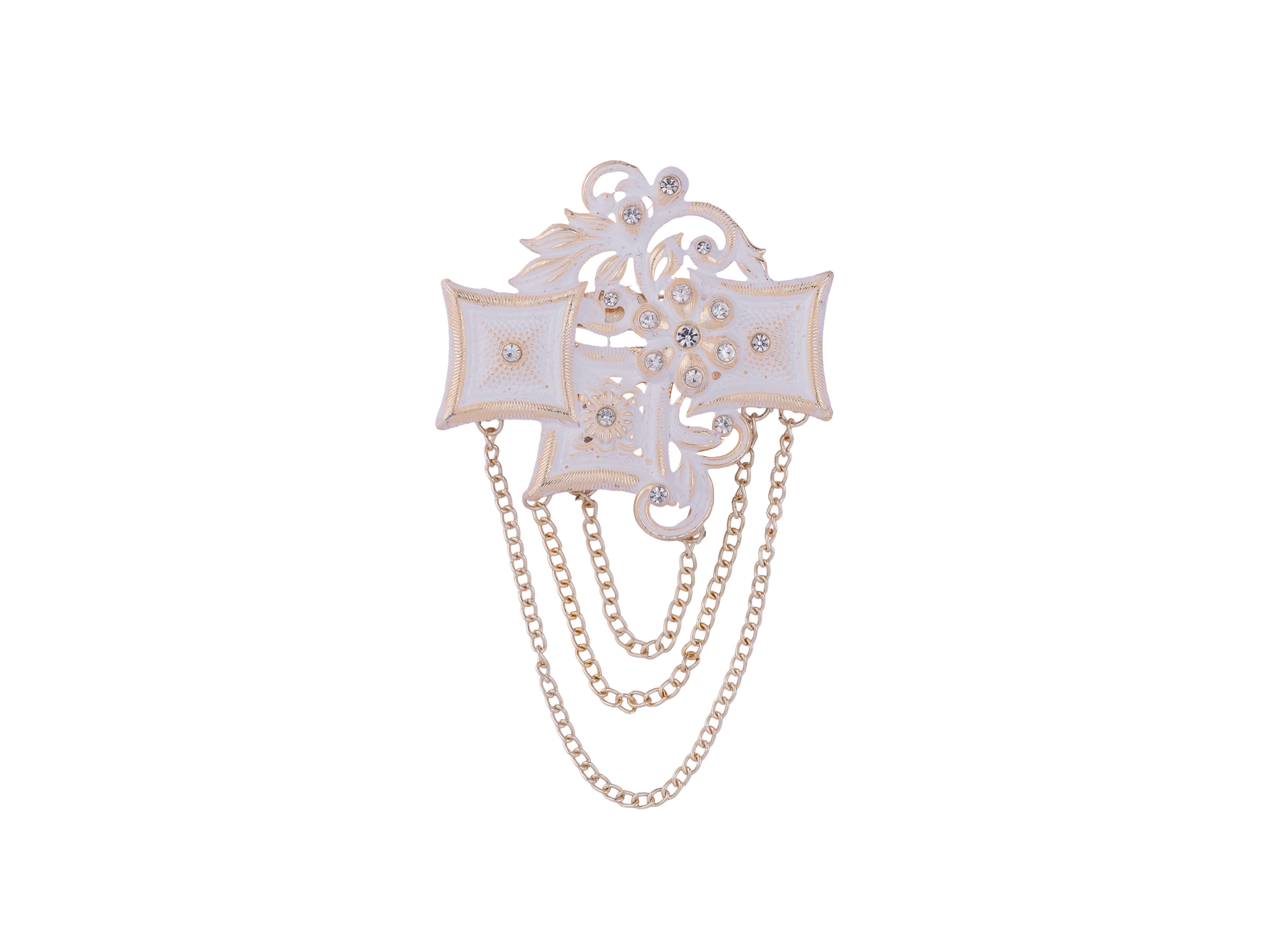 Royal Pearl & Kundan Groom's Brooch - Peach