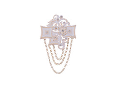 Royal Pearl & Kundan Groom's Brooch - Peach