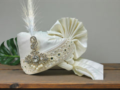 Hand-Tied Elegance in style Groom Pagdi with Embroidered Safa and Pearl Kalgi