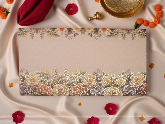 Elegant Cream Floral Shagun Envelope(Pack of 10)