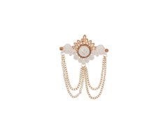 Royal Pearl & Kundan Groom's Brooch - Peach