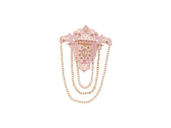 Elegant Groom's Brooch with Chain Detailing - Pink