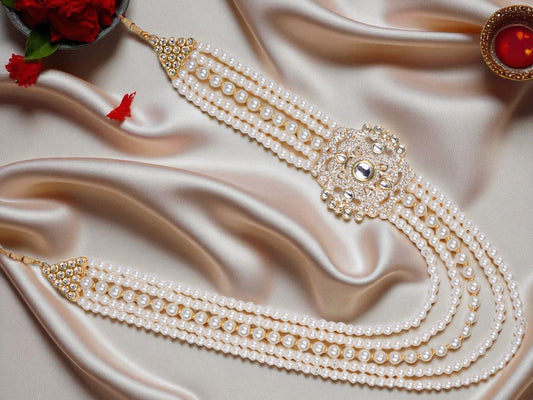 Elegant Pearl & Kundan Groom Mala
