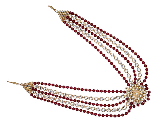 Elegant Red & Golden Kundan Groom Mala – 4 Layer Design
