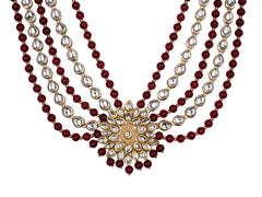 Elegant Red & Golden Kundan Groom Mala – 4 Layer Design
