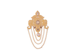 Royal Pearl & Kundan Groom's Brooch - Peach