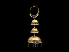Ethnic Multi-Tier Golden Bridal Kaleera with Pearl Detailing
