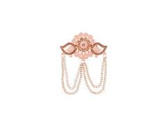 Floral Designer Groom's Brooch with Dual Chain - Peach