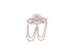 Floral Designer Groom's Brooch with Dual Chain - Peach