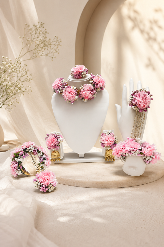 Gulaabi Bridal Floral Jewellery Set