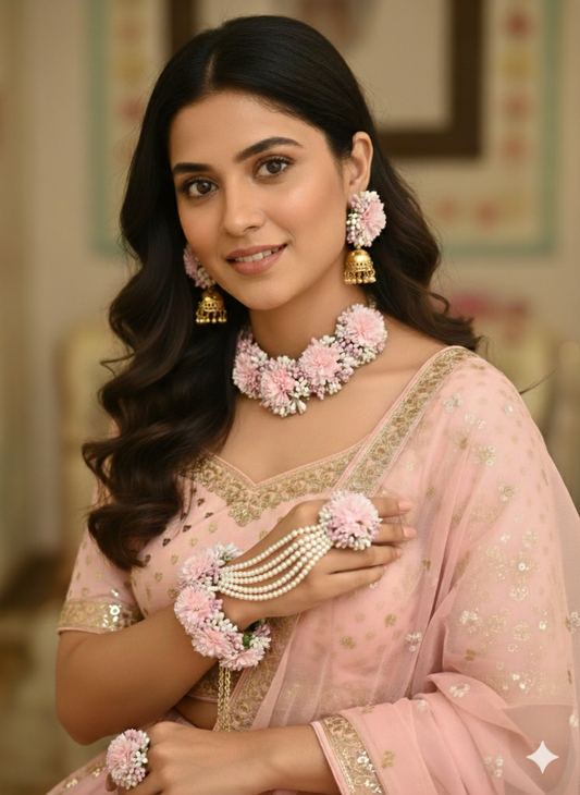 Gulaabi Bridal Floral Jewellery Set