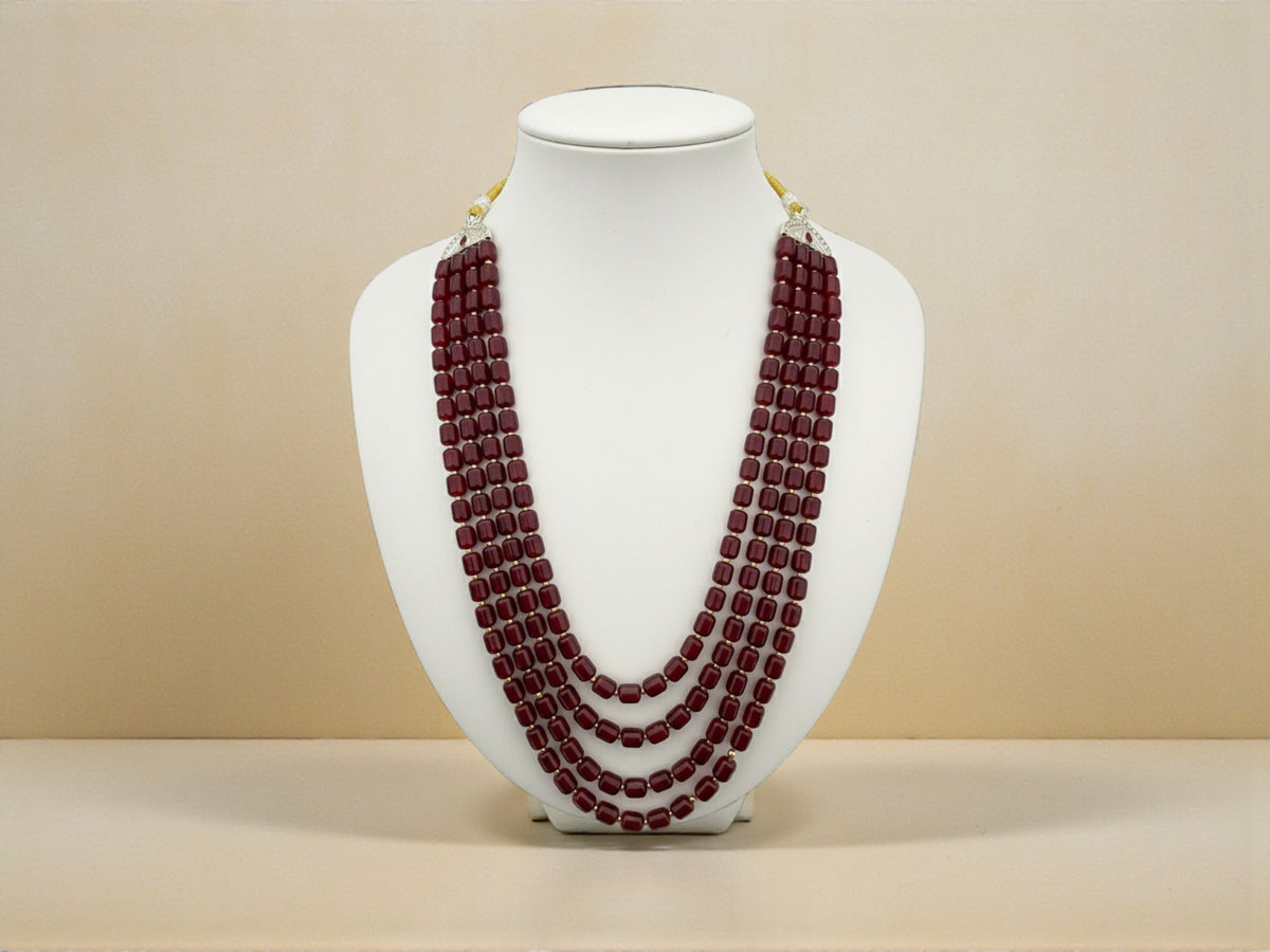 Elegance in Style maroon beaded groom mala
