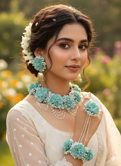 Mint Elegance Bridal Floral Jewellery
