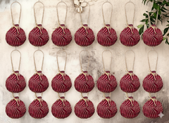 Bandhani Style Round Potli Bag with Golden Handle - Red