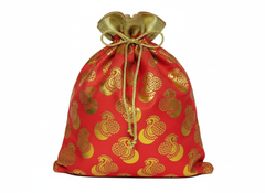 Traditional Red & Gold Brocade Potli Bag (pack of 10)