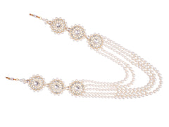 Glorious Pearl & Bead Groom’s Mala with Kundan Floral Motifs - Cream