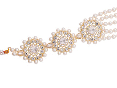 Glorious Pearl & Bead Groom’s Mala with Kundan Floral Motifs - Red
