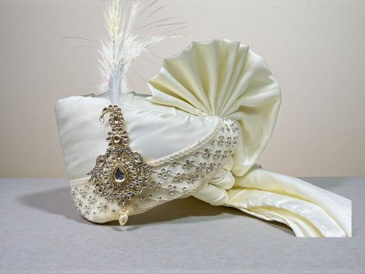 Hand-Tied Grand Couture Groom Pagdi with Embroidered Safa and  Kalgi