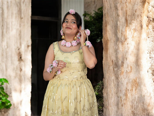 Gulaabi Bridal Floral Jewellery Set