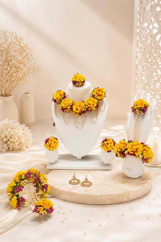 Haldi Hues Floral Jewellery Set