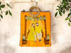 Haldi Themed Potli Bag with Designer Handle - Orange - Image 1