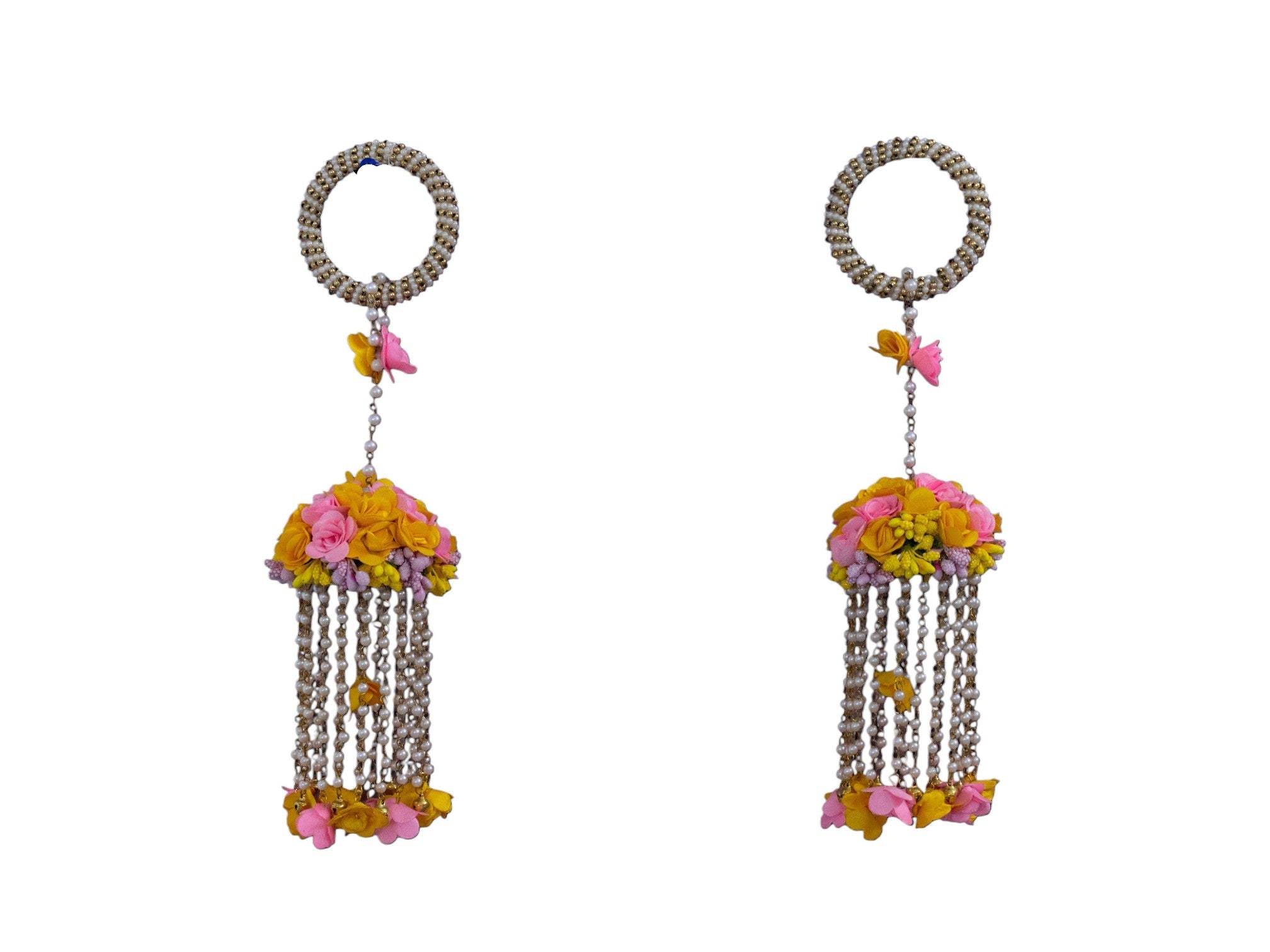 Handmade Bridal Floral Kaleera - Baby Pink-Yellow